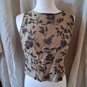 Christy Lynn vintage 90s black & gold floral zip in the back blouse size 6